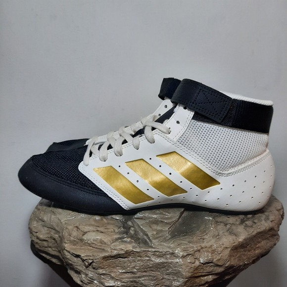 adidas Shoes New Adidas Mens Mat Hog 2 Black White Gold Lace Up Wrestling Shoes Size 75